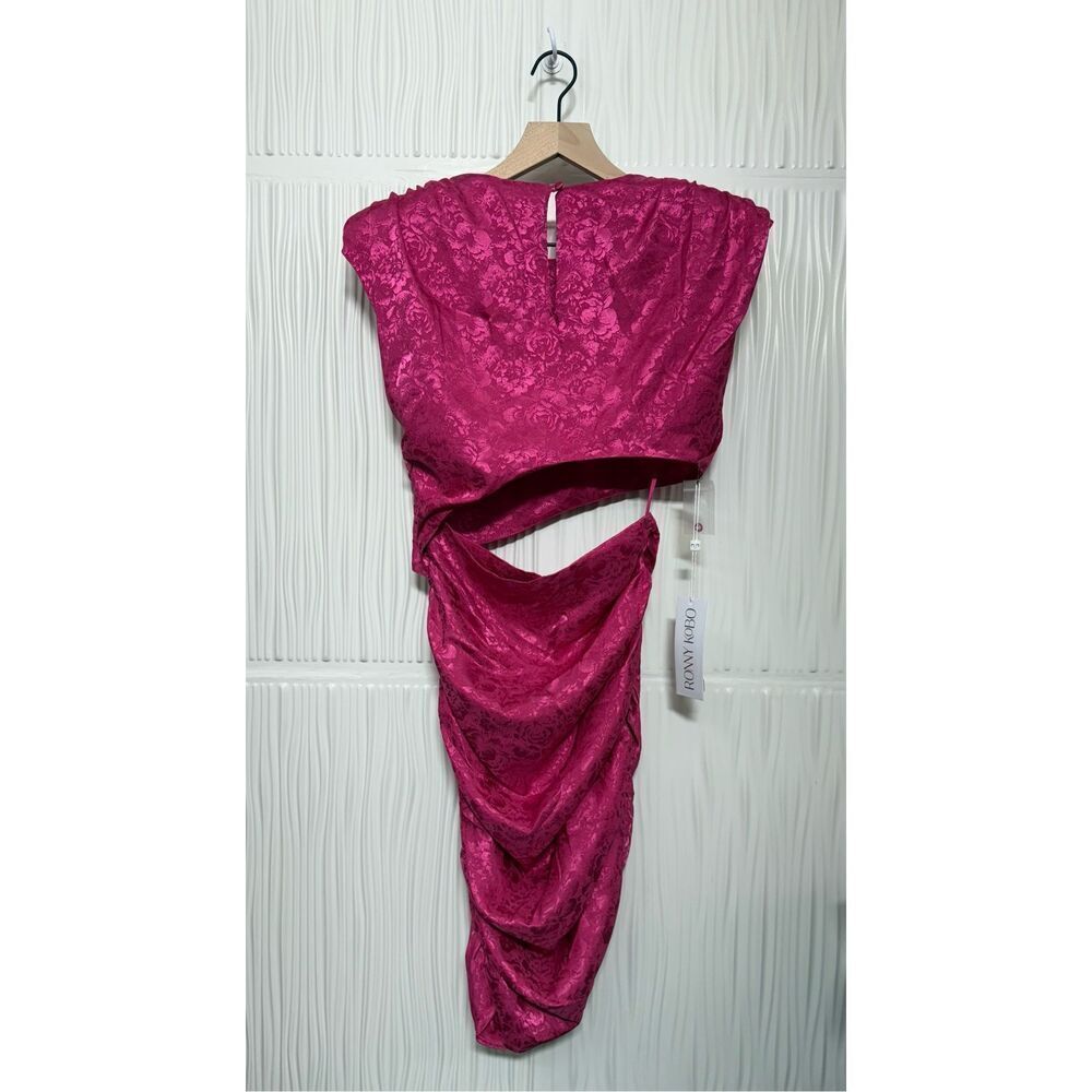 Ronny Kobo Collection Fuchsia Cutout Ruched Mini Dress - Picture 3 of 11